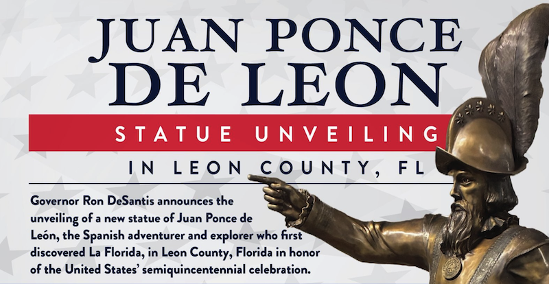 Governor Ron DeSantis unveils statue of Juan Ponce de León as part of Florida's America 250 celebration