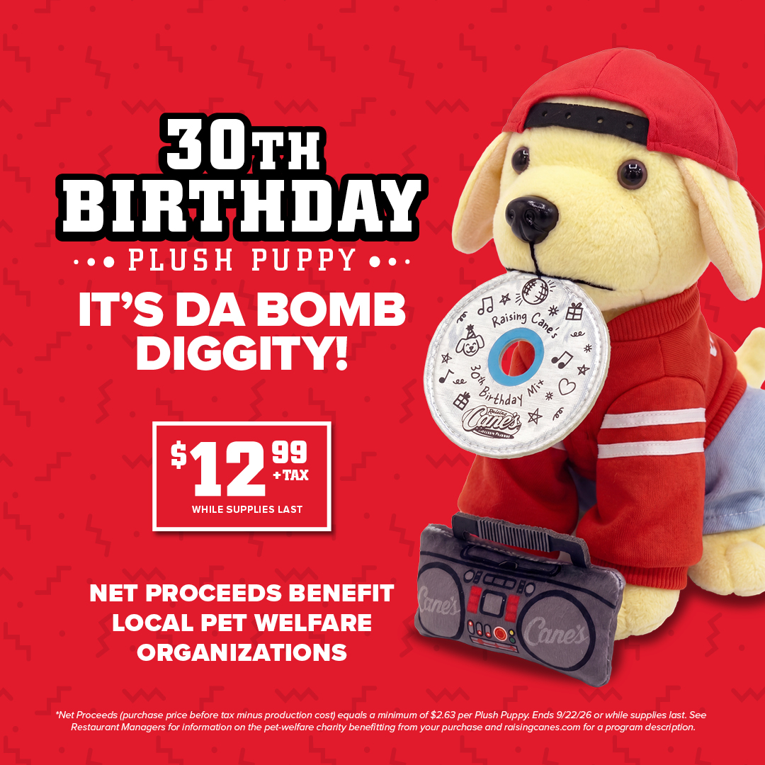 Raising Cane's celebrates 30th birthday with promotion to benefit Humane Society