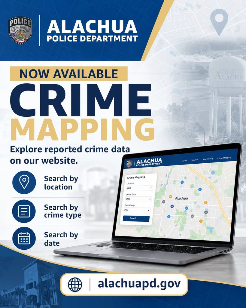 Alachua Police Department Launches Online Crime Mapping Tool
